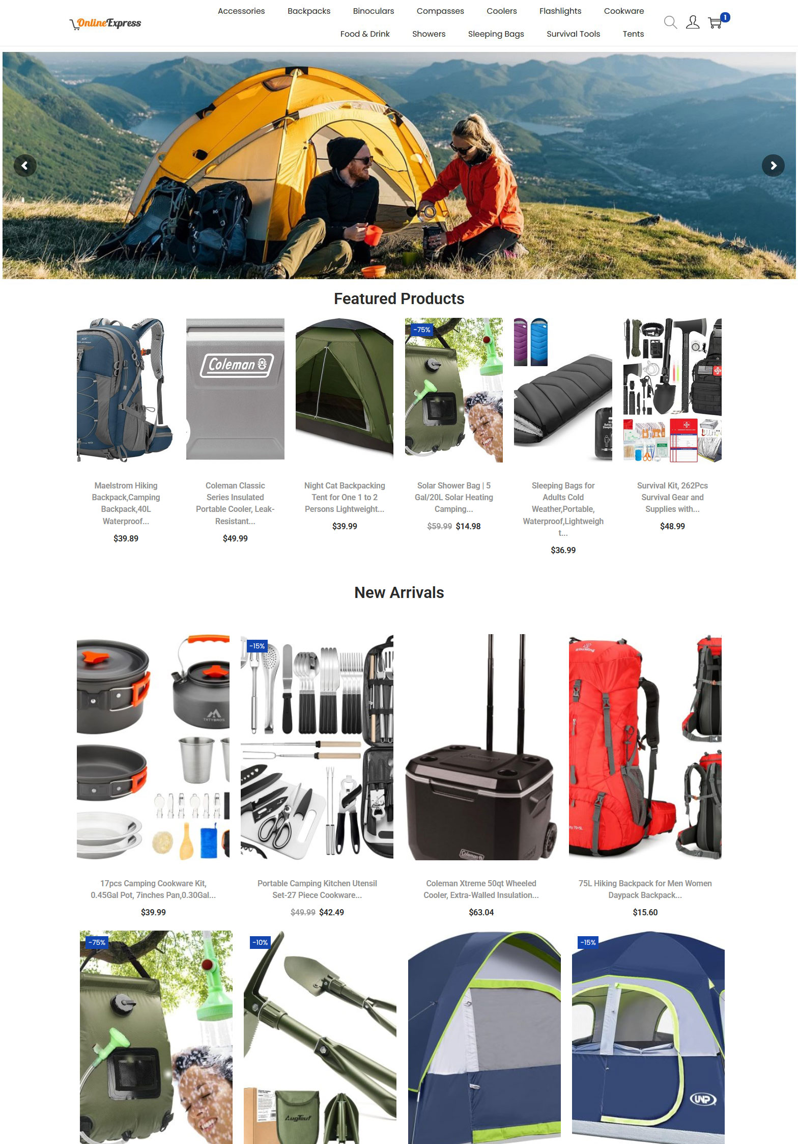 Camping Gear Store Amazon Affiliate/DropShip Website + eCommerceing