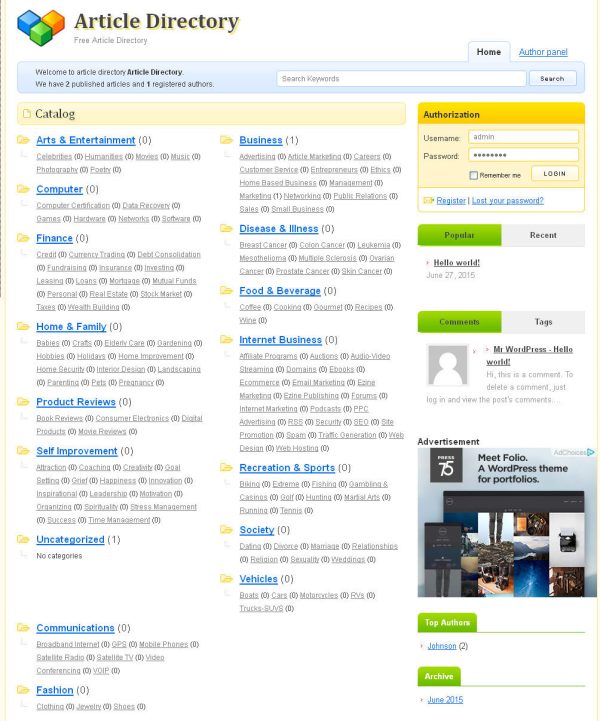 Article Directory Website