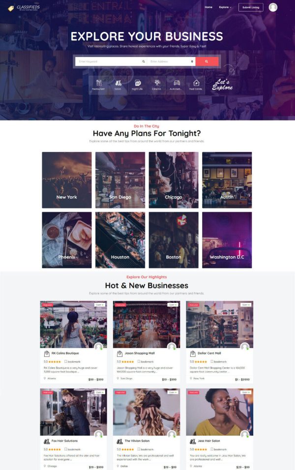 Business Directory Classified Ads Website