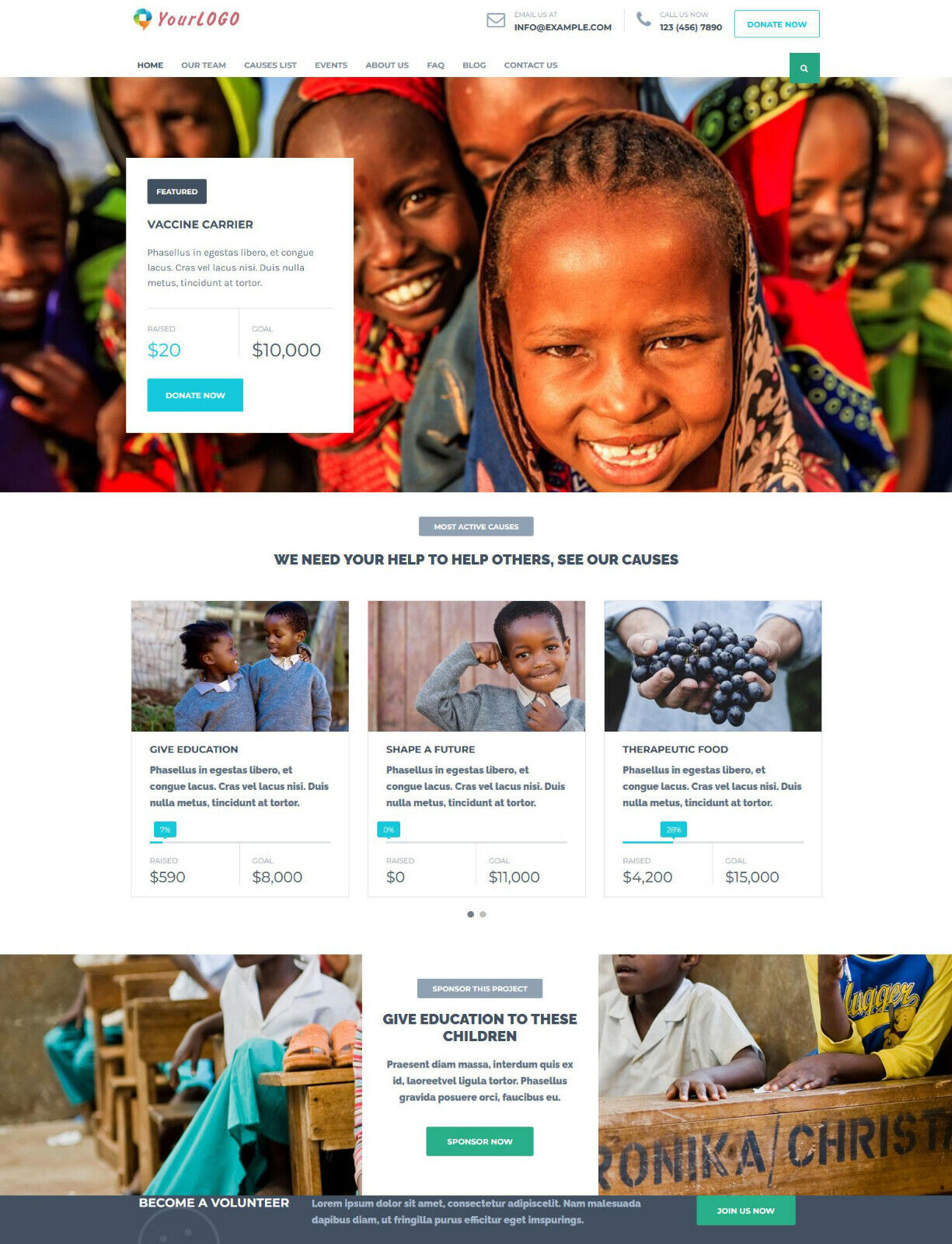 Charity Website – Fundraising / Non-profit Organization NGO / Church