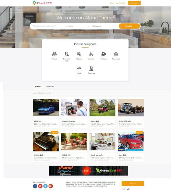 Classified Ads Website For Sale, Free Install with SSL