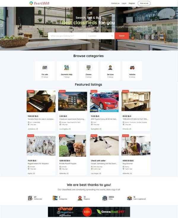 Classified Ads Website For Sale, Free Installation