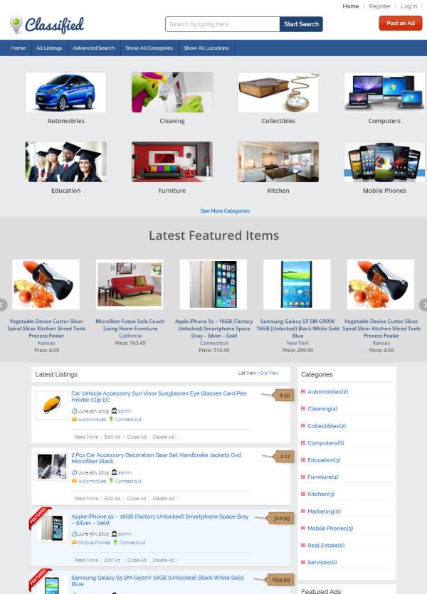 Classified Ads Website with Google Maps and Street Viewing