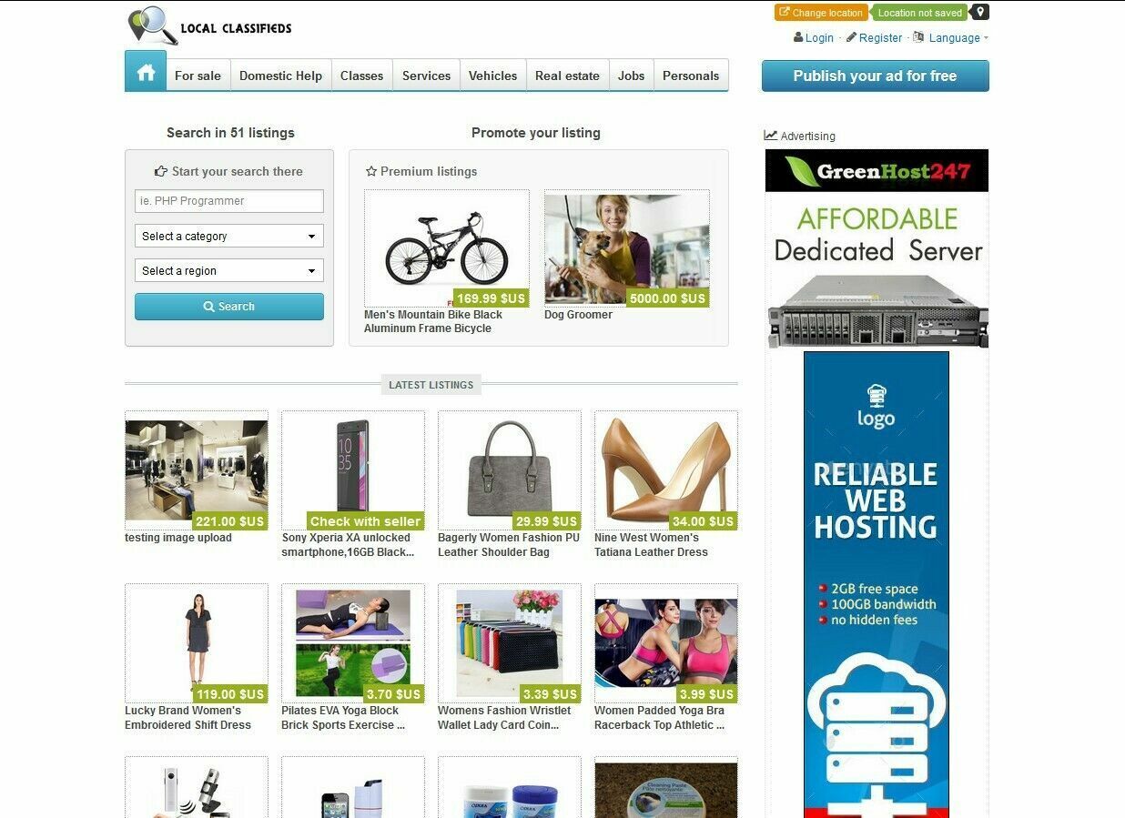 Classifieds Website For Sale – Free Install with SSL