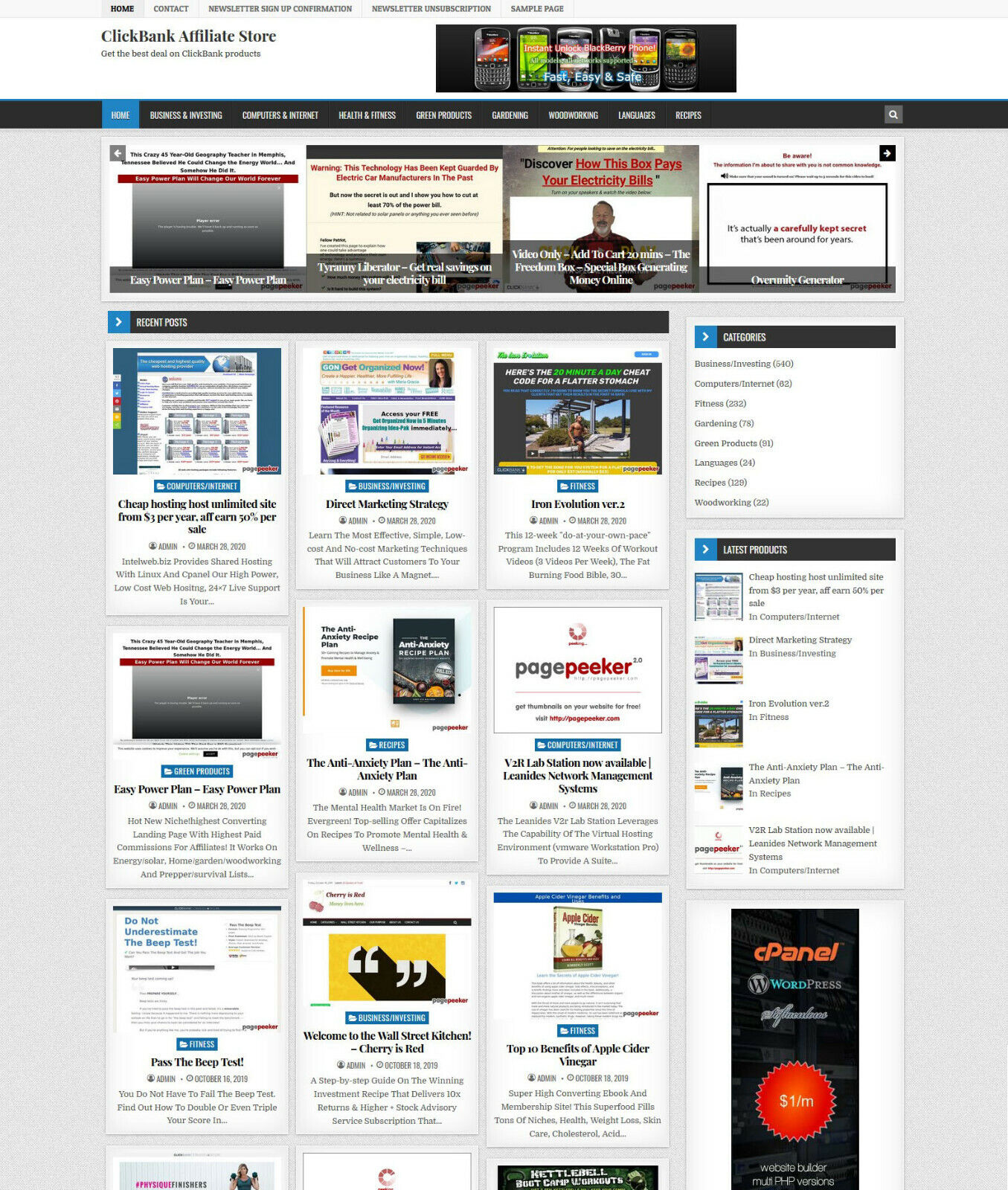 ClickBank Affiliate Store Website on AutoPilot