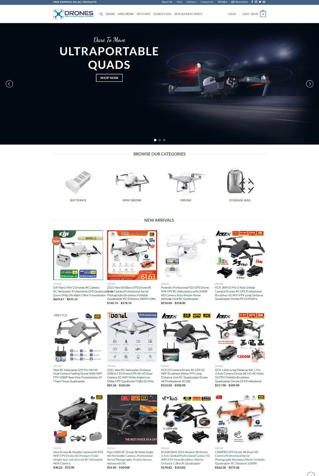 Drones & Parts Store Drop Shipping Website + Ecommerceing SSL