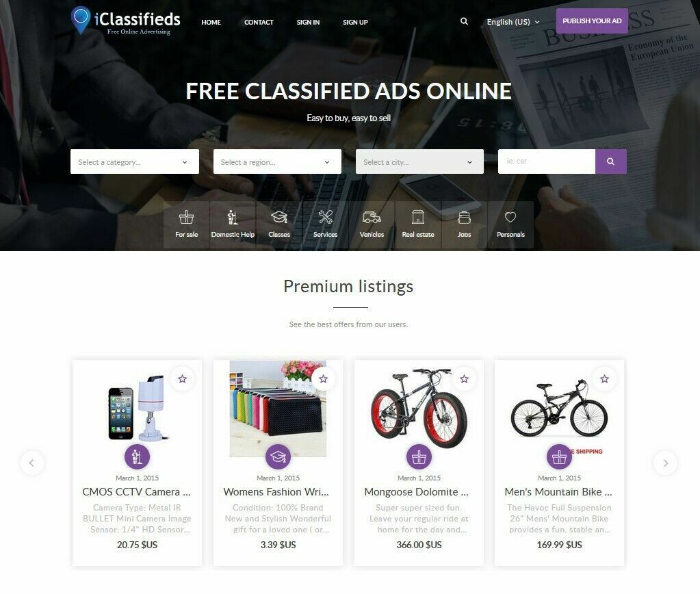 Free Advertising Classifieds Website, Free Install