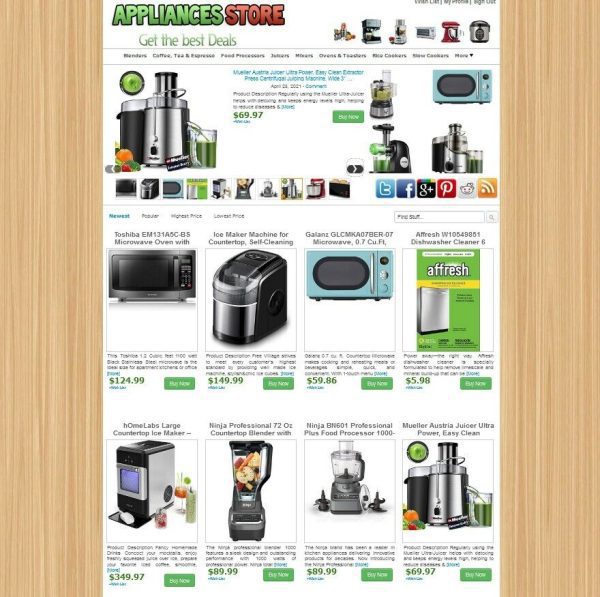Kitchen Appliances Store Amazon, eBay, ClickBank Affiliate Website - AUTO UPDATE