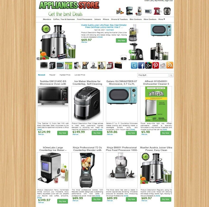 Kitchen Appliances Store Amazon, eBay, ClickBank Affiliate Website – AUTO UPDATE