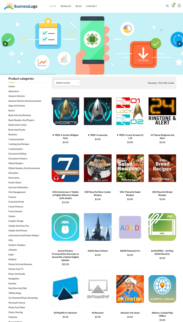 Mobile Apps Store Website Amazon Affiliate Store + eCommerce
