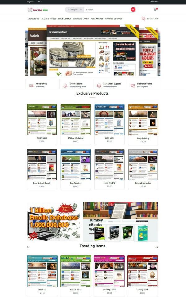 Niche Blogs Store Wordpress Website For Sale, Preloaded