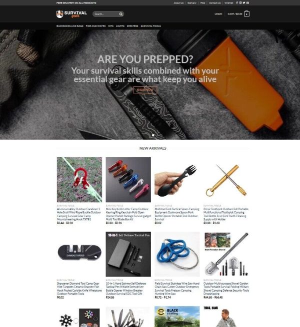 Outdoor Survival Gear Store, Drop Shipping Ecommerce Website