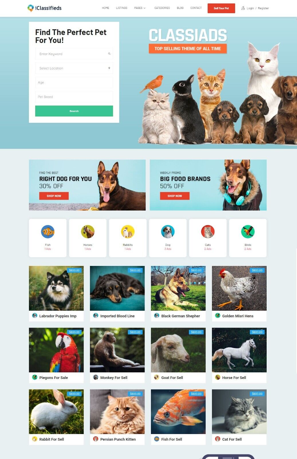 Pets Classified Ads Website