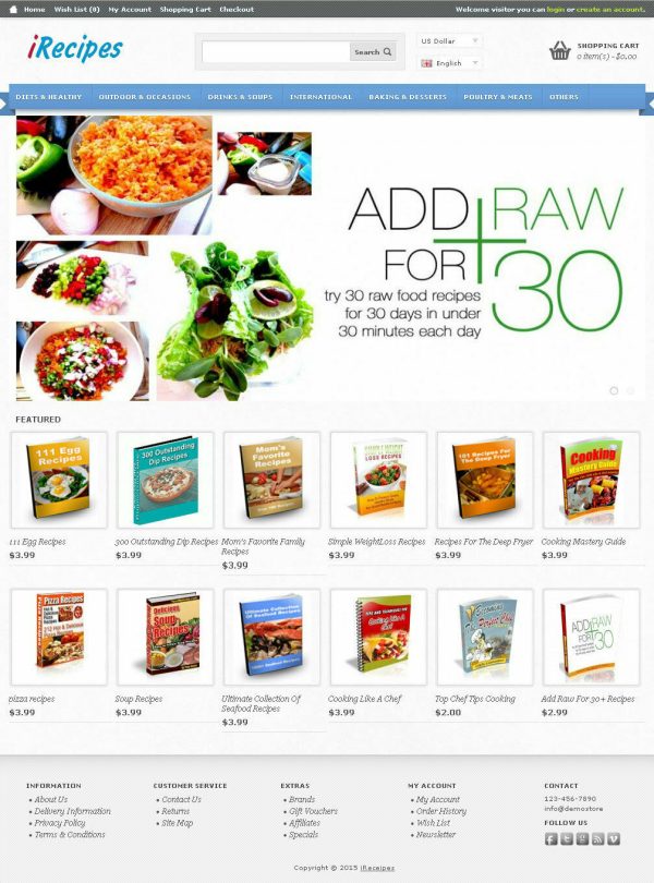 Recipes Books Store Website 50+ Books Loaded - Business In a Box