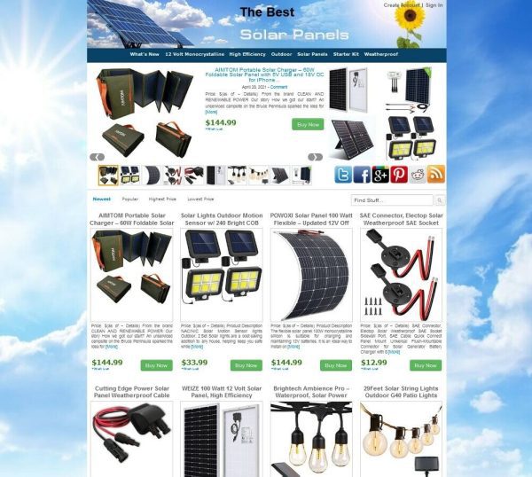 Solar Panels Store - Amazon, eBay, ClickBank Affiliate Website - Auto UPDATE