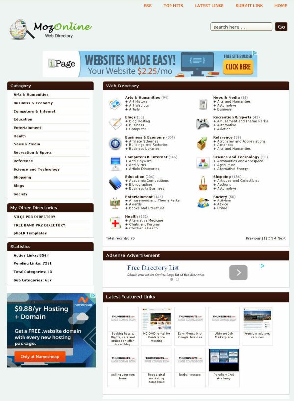 Web Links Directory Website + Preloaded