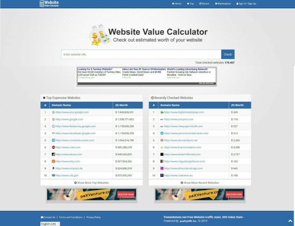 Website Value Calculator Website + Free Install