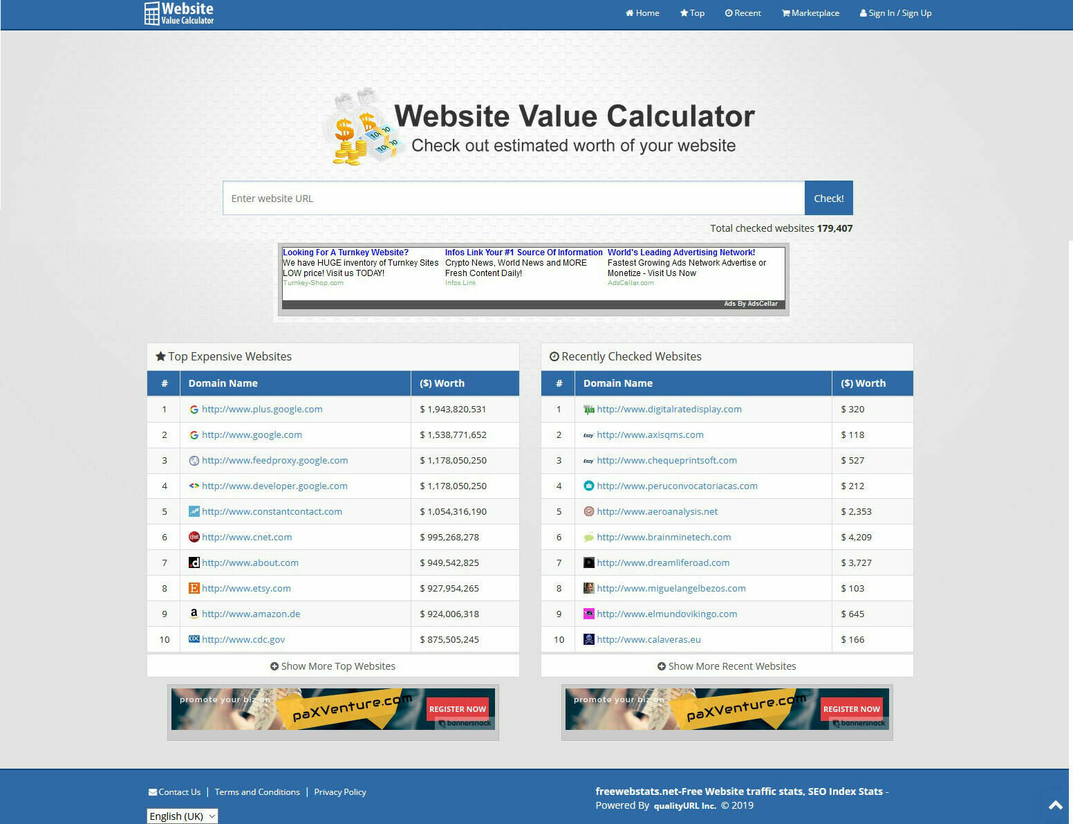 Website Value Calculator Website + Free Install