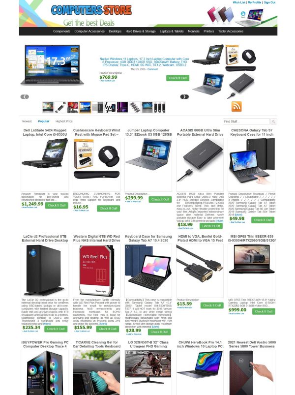 Computer and Laptop Store eBay, Amazon ClickBank Affiliate Website + AUTO UPDATE