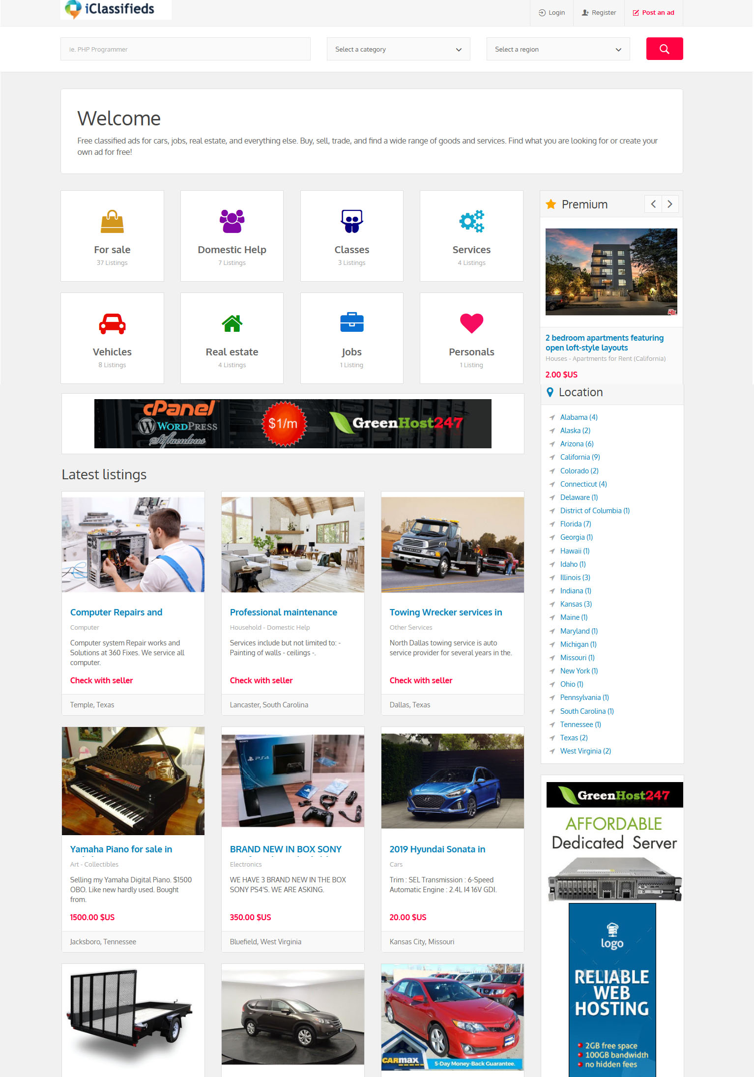 Classified Ads Website (Glider Theme)