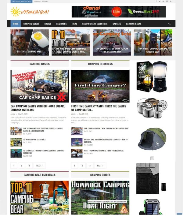 Camping Guides and Tips Blog Website, Make Money with Affiliates - Auto Pilot