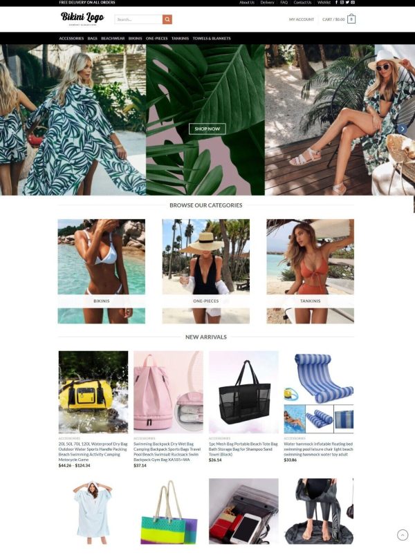 Swimwear and Accessories Store, Drop Shipping Website + Free Hosting with SSL