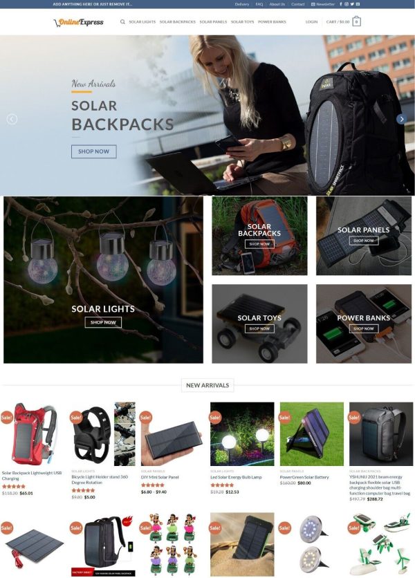 Solar Products Store DropShipping Ecommerce Website
