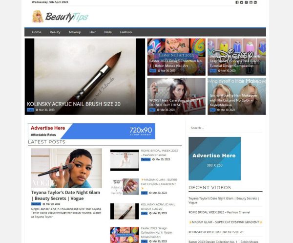 Beauty Tips Video Blog Website on AutoPilot