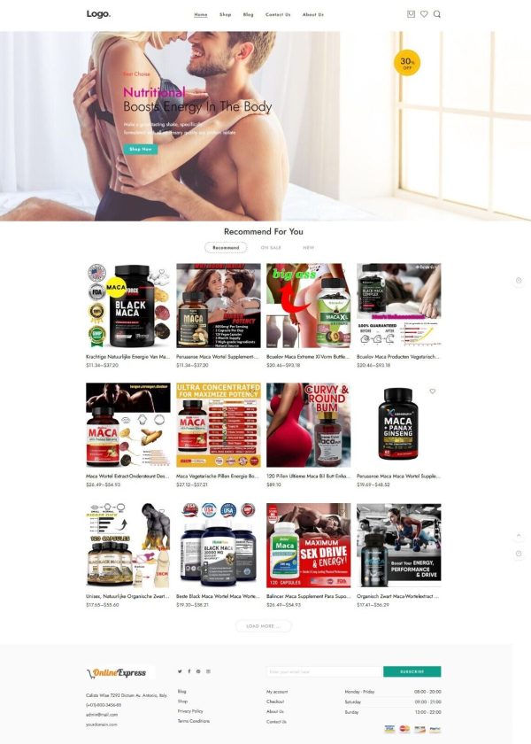 Black Maca Store Website, Make Money with Affiliate and Drop Shipping