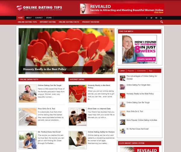 Online Dating Tips Ready-made Blog Website