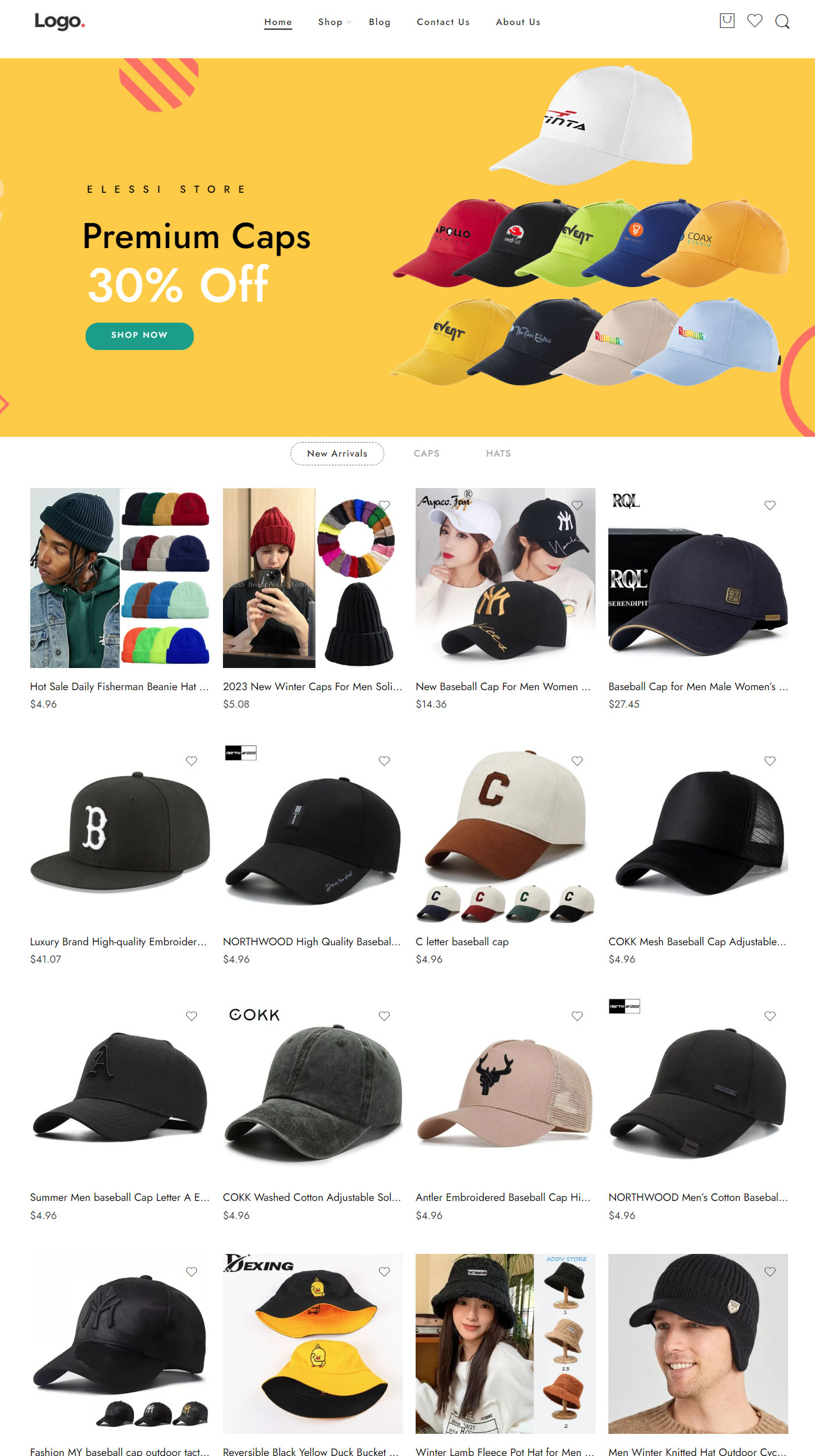 Dropshipping Website Ecommerce Business Affiliate + Products, Caps & Hats