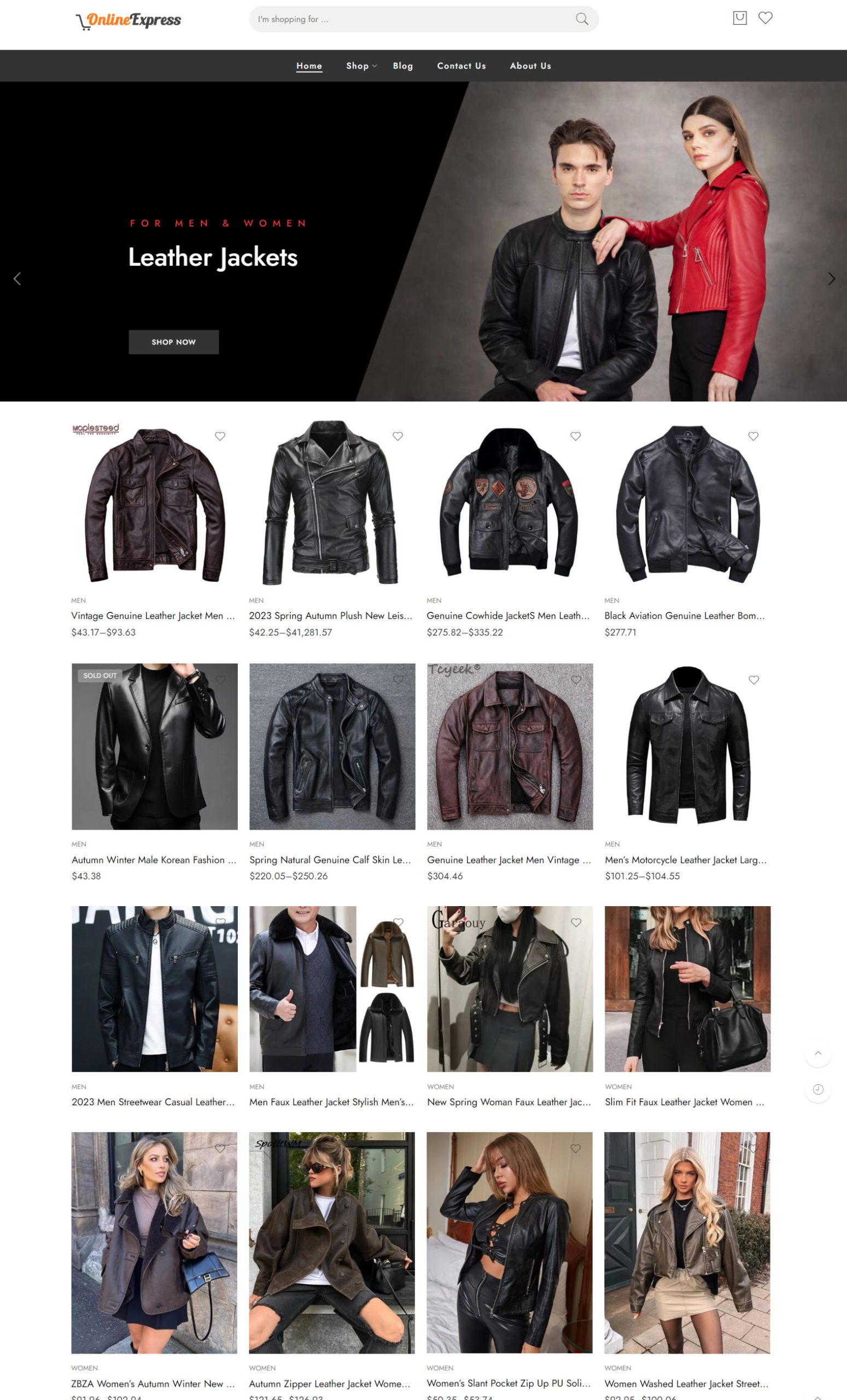 Leather Jackets Store Website, Make Money with Affiliate and Drop Shipping