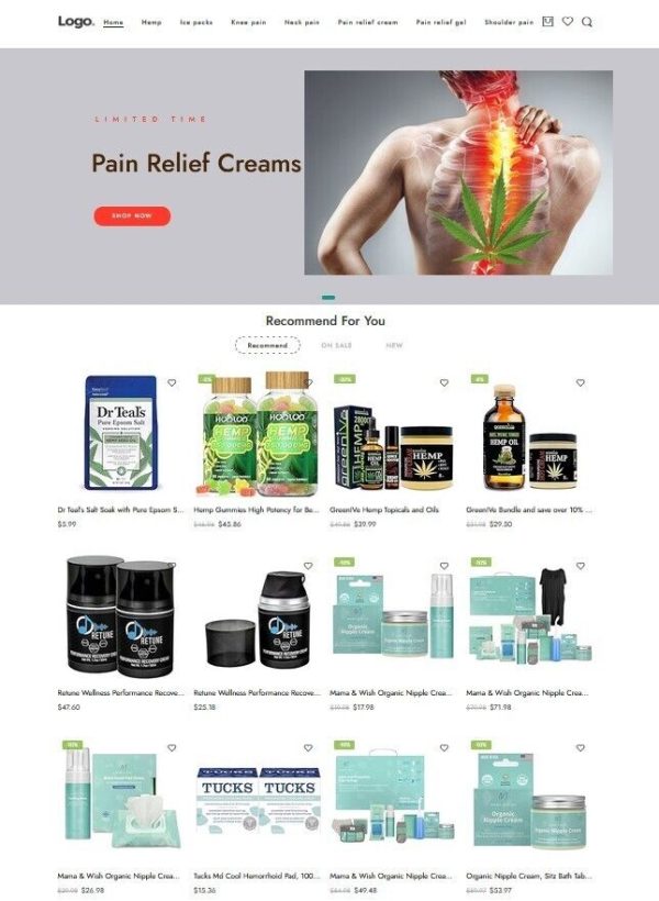 Drop shipping / Affiliate Ecommerce Business Website, Pain Relief Products