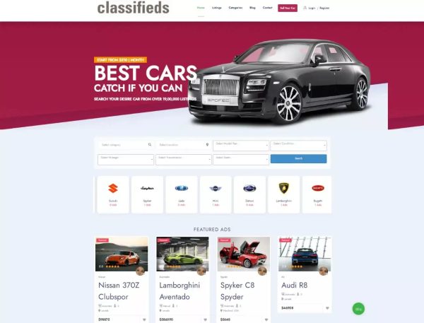 Beautiful Car Classified Website Free hosting / Free Installation Setup