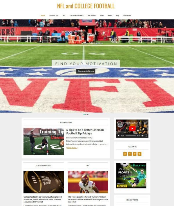 NFL and FootBall Videos Blog Website - Free Installation