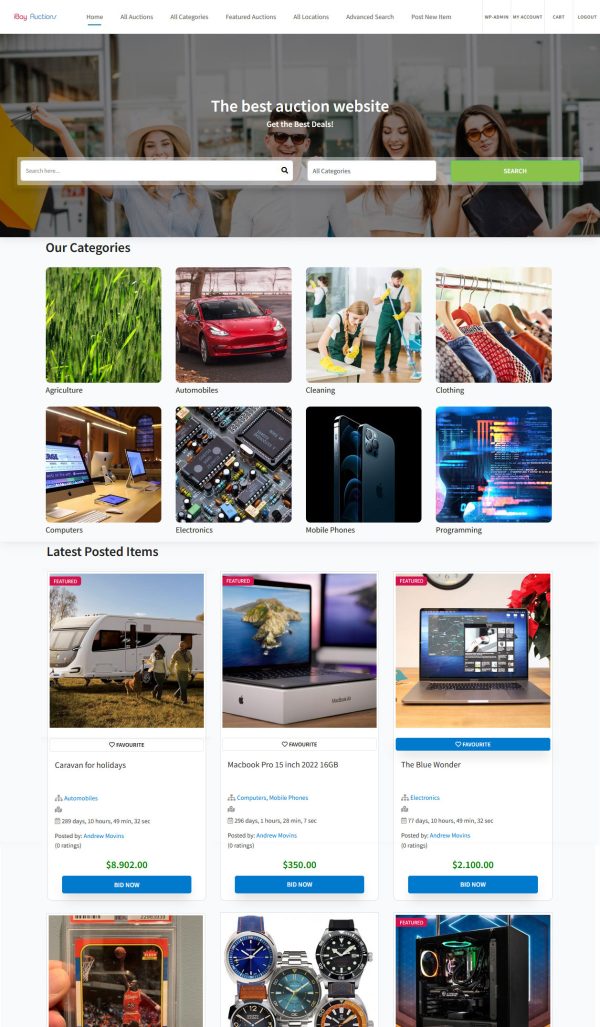 eBay Clone Auction Website For Sale - Wordpress