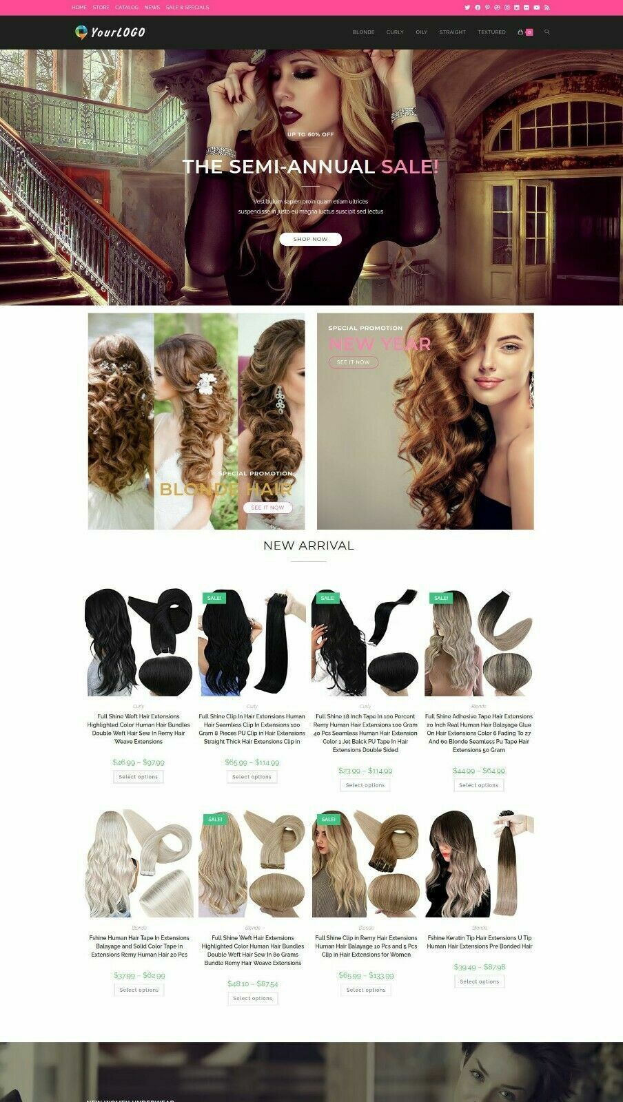 Hair Extension Store eCommerce Website with Amazon, eBay Affiliate Drop Shipping