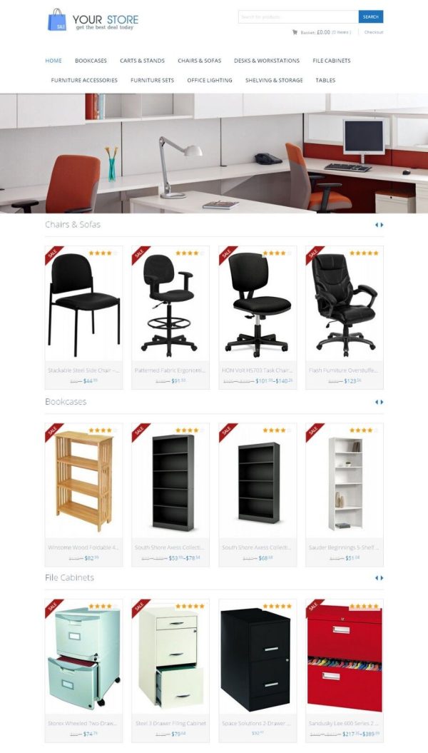 Office Furniture Store Amazon Affiliate Site eCommerce + Free Install & Hosting