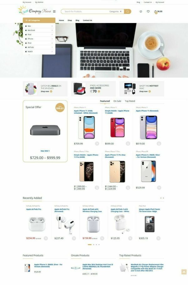 Apple iPhone, Macbook, iPad Products Store, Amazon DropShip/Affiliate Website