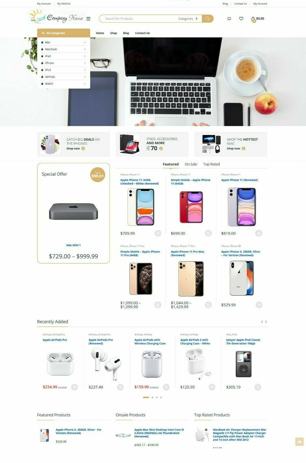 Apple iPhone, Macbook, iPad Products Store, Amazon DropShip/Affiliate Website