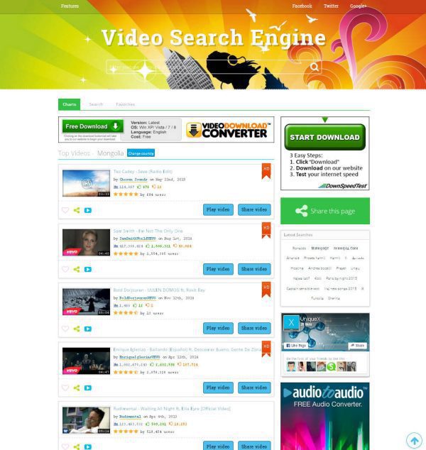 Music and Video Search Engine Website and Installation