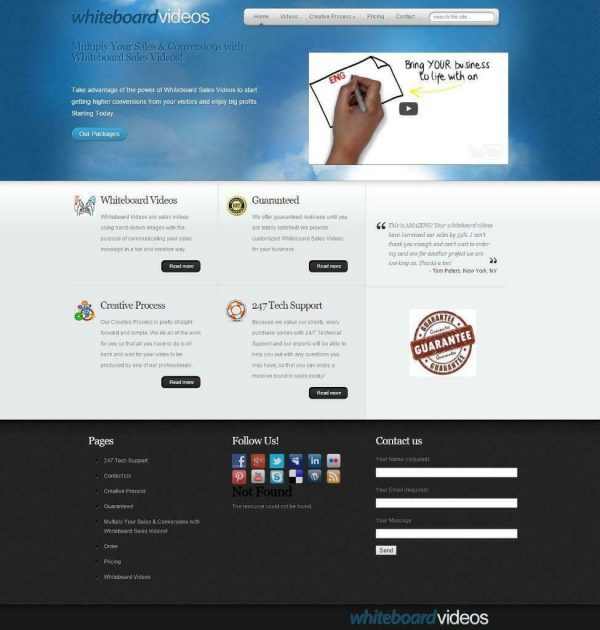 Turnkey White board Video Business Website - Free Hosting+Installation