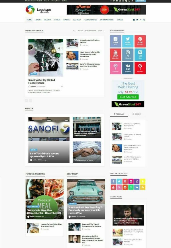 Health Fitness News Website, Auto Update